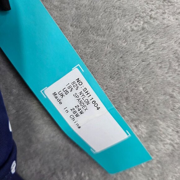 Women Septangle Ruching Navy Blue Polka Dot Swim Dress Nylon Stretch Size 24W - Picture 4 of 11